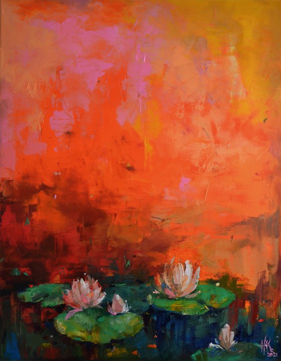 Lily pond. Orange love