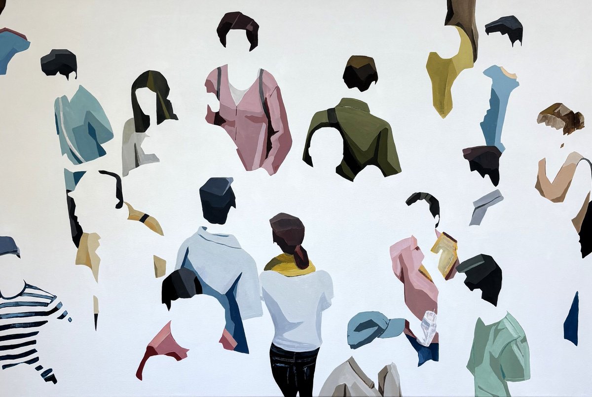 Urban And Pop Portrait Acrylic Painting By Martta Garcia, 57 X 38", Poliedricos, Original Artwork