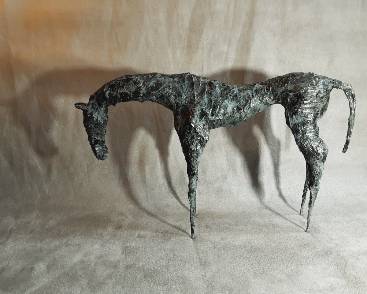 Expressive Animal Sculpture By Linda Hoyle, 15 X 9", Nurtured In Solitude, Original Artwork