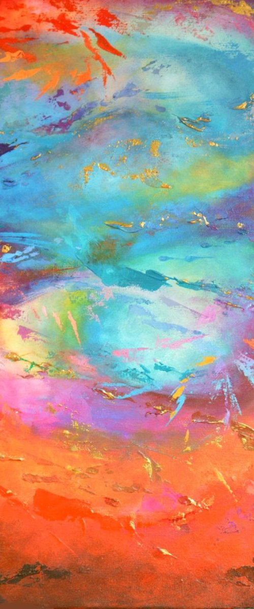Be Bold - gold, red and turquoise by Lisa Mann
