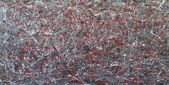 JACKSON POLLOCK STYLE ABSTRACT ACRYLIC PAINTING ON CANVAS BY M. Y.