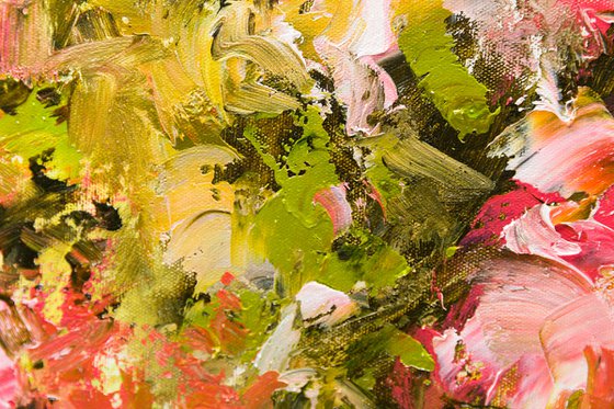 Flowers in the garden - Floral abstraction - Impasto oil painting