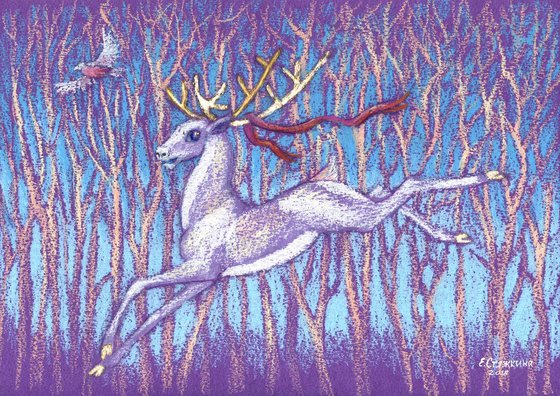 Elegant runner. Fairy tale Deer