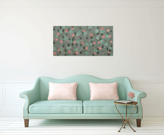 Pink, White and Green Blooms - CZ20015