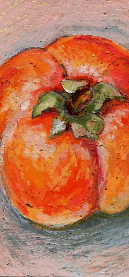 Oil pastel persimmon by Liliya Rodnikova