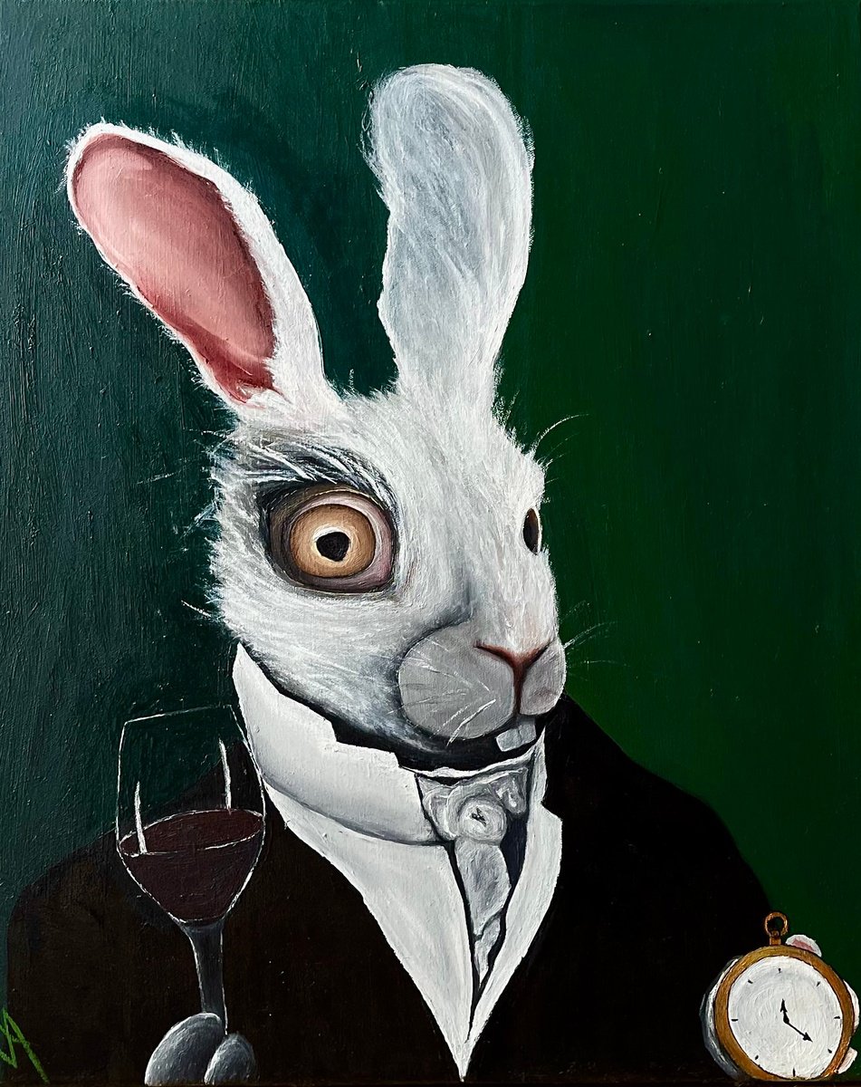 Expressive Animal Oil Painting By Anastasiia Novitskaya, 20 X 24, Wine O