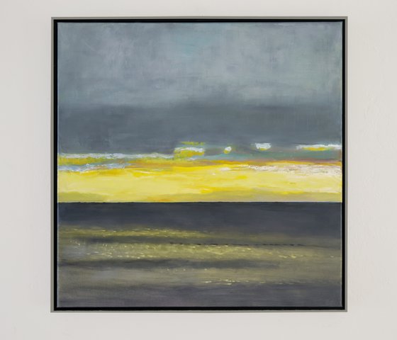 Yellow mood of ocean 30x30 inch 76x76cm by Bo Kravchenko