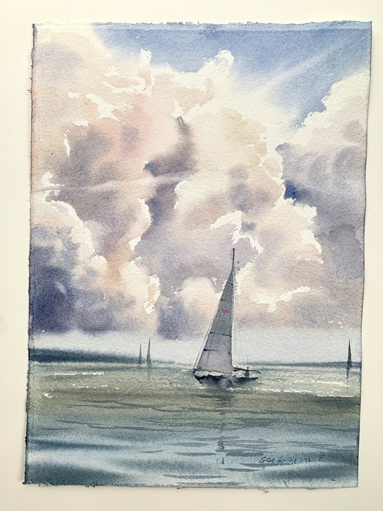 Sailboat and clouds #4