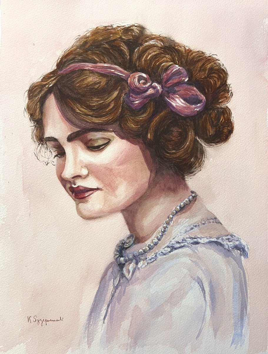 Impressionistic Portrait Watercolour By Krystyna Szczepanowski, 12 X 16", Lily Elsie, Original Artwork