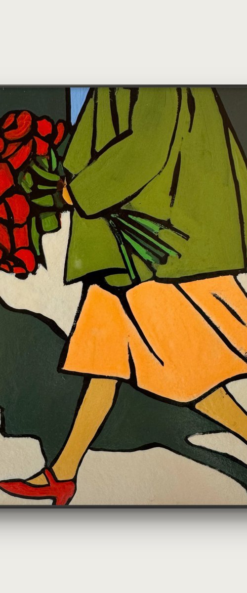 Woman With Flowers - Acrylic Painting by Daria Baklykova