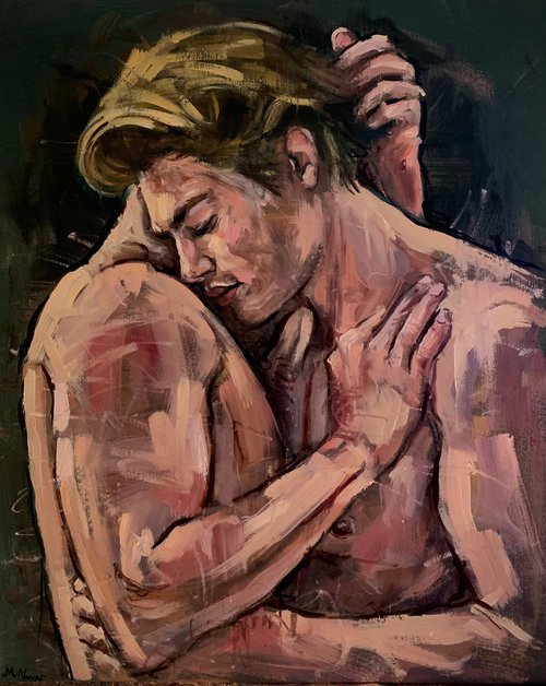 Male nude naked man gay queer oil painting by Emmanouil Nanouris