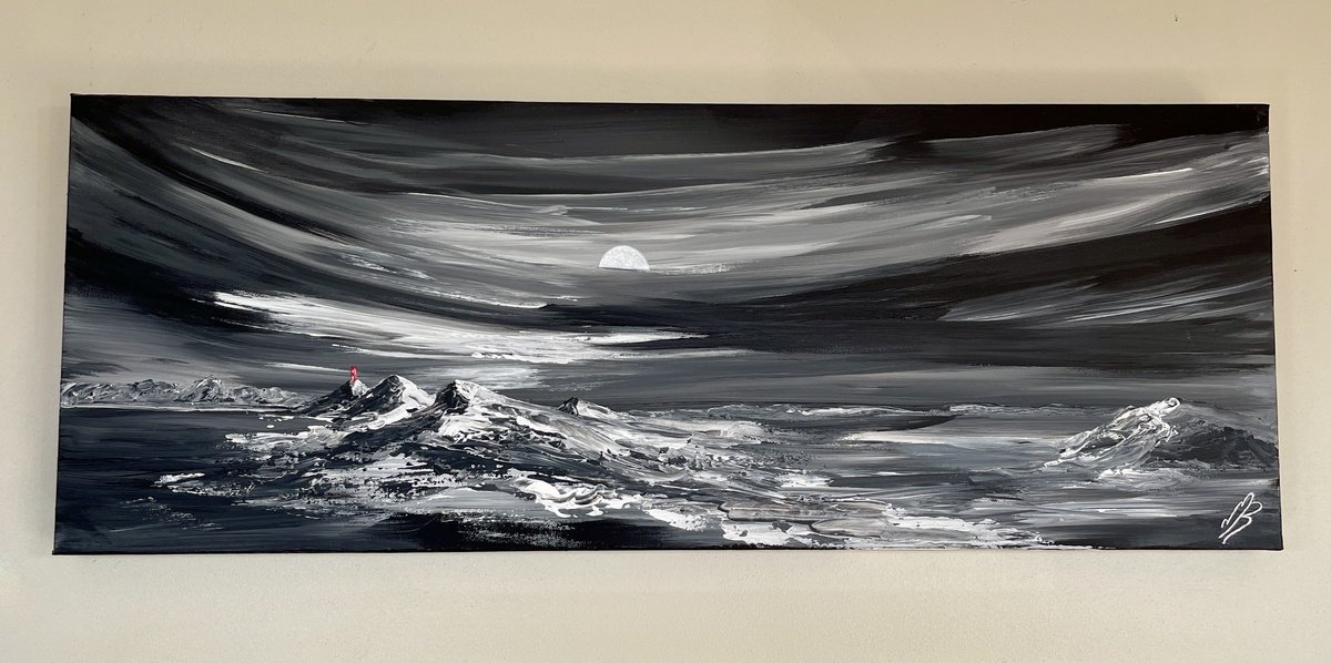 Abstract Landscape Acrylic Painting By Marja Brown, 31 X 12", Freedom Above, Original Artwork