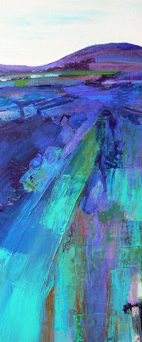 Abstract landscape - Blue Hills  (ready to hang semi abstract landscape on canvas) by Carolynne Coulson