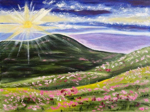 Flowering Mountains oil original painting by Halyna Kirichenko
