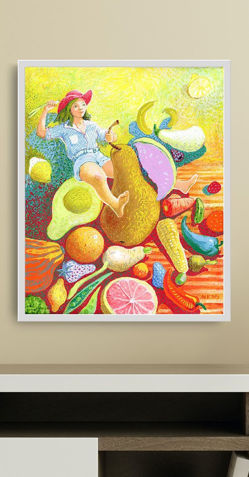 Fruit and vegetable rodeo by Margot Raven