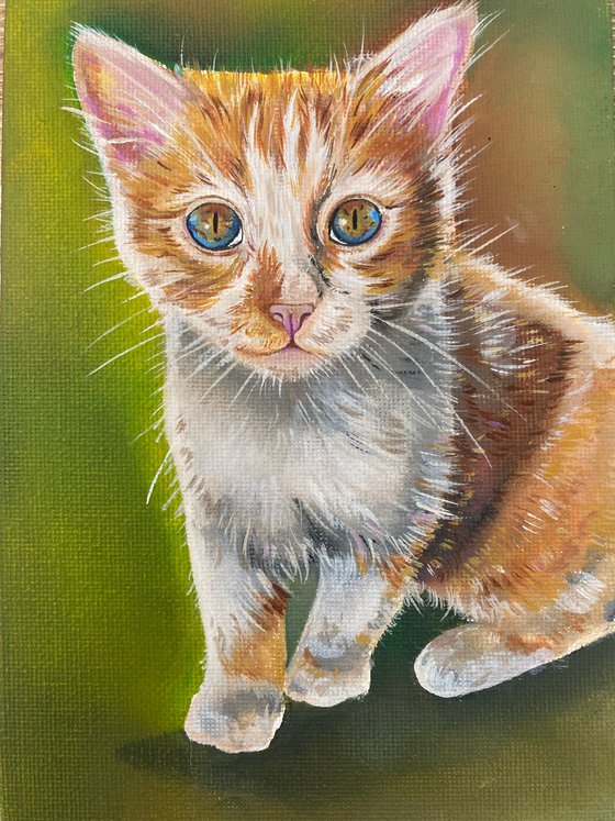 Ginger kitten oil painting