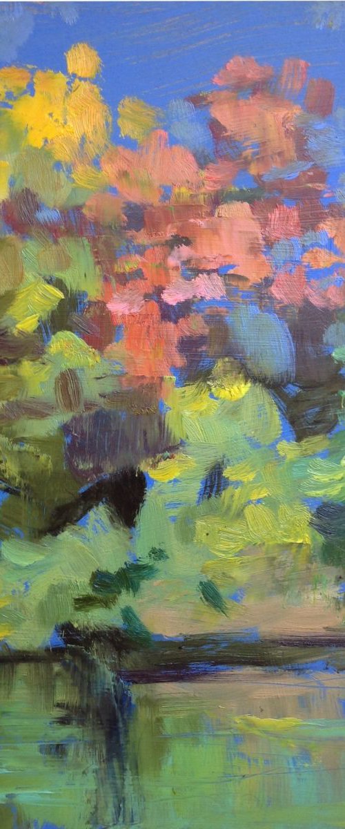 Autumn etude original oil painting modern landscape by Nataliia Nosyk