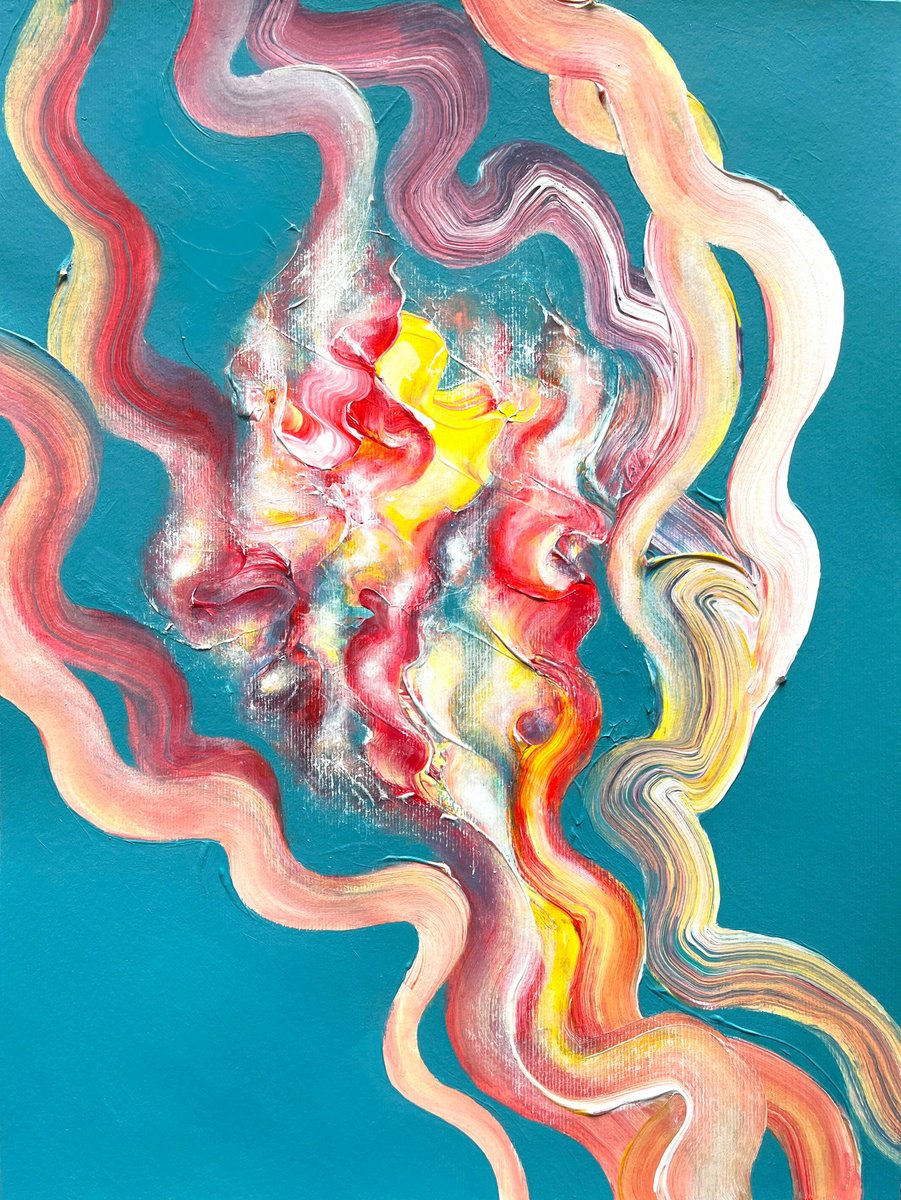 Abstract Acrylic Painting By Tam Chianta, 12 X 16", In Place And Time, Original Artwork