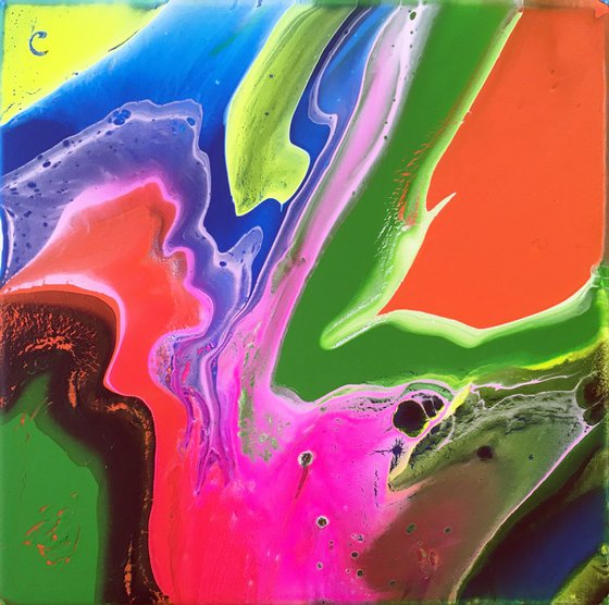 "Fluid Series" - Original Abstract PMS Acrylic Painting Series, Four 12 x 12 inch paintings