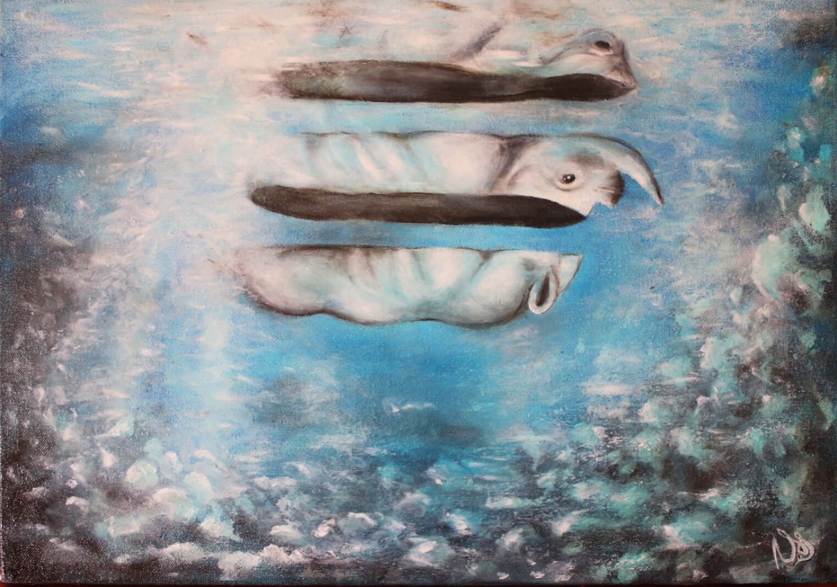 Surrealistic Animal Oil Painting By Vanessa T Stefanova, 22 X 16", Zoo, Original Artwork