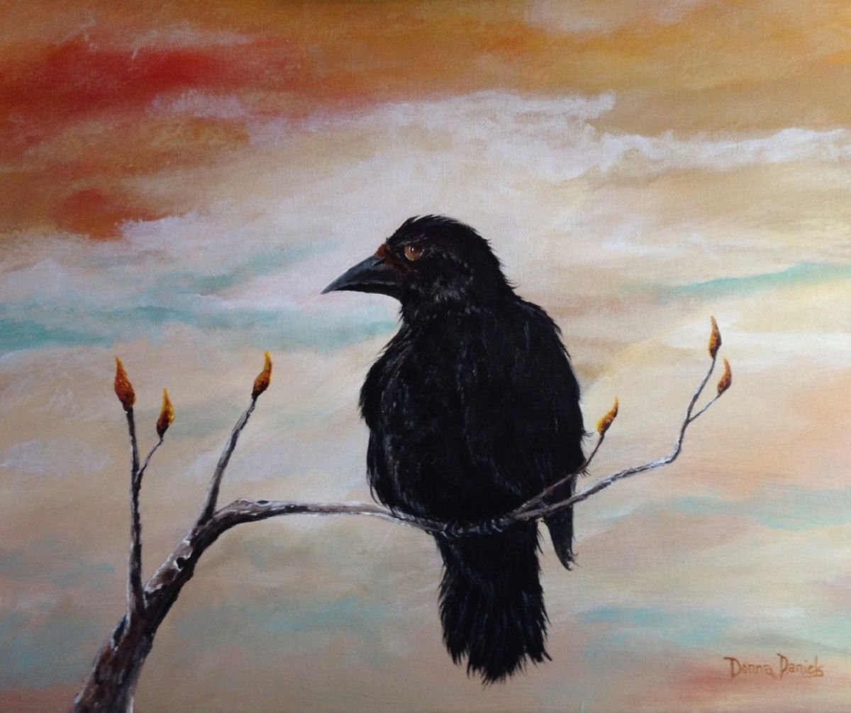Photorealistic Animal Acrylic Painting By Donna Daniels, 20 X 16, Fledgling, Original Artwork