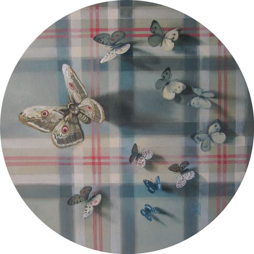 Butterflies on tartan pattern by Yuriy Matrosov