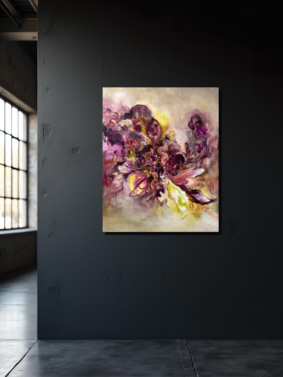 Abstract Botanical Painting By Yuliia Poraiko, 24 X 31", The Pulse Of Colors, Original Artwork