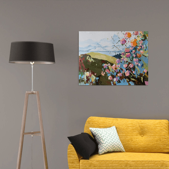 Landscape with flowers.