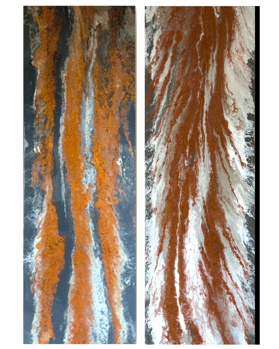 Sillage - ? Terracotta Perl Bronze Diptych. By Kseniia Turik, 39 X 59, Artwork For Sale On Artfinder