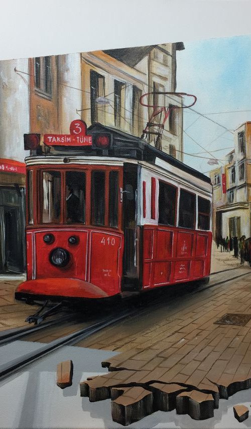 3D red tram by Eka Peradze