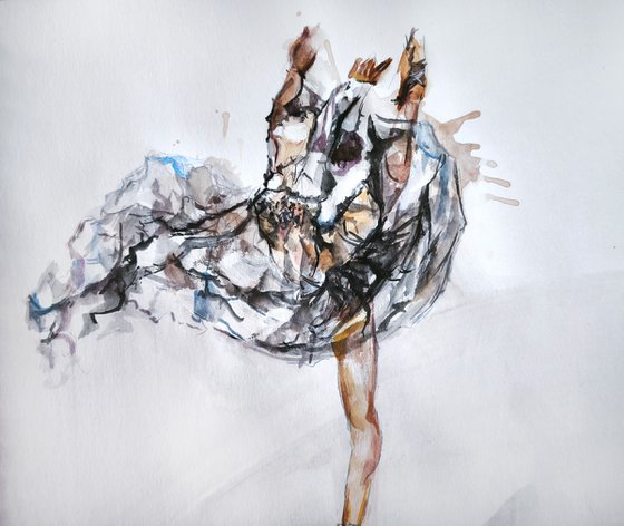 Ballerina watercolor drawing