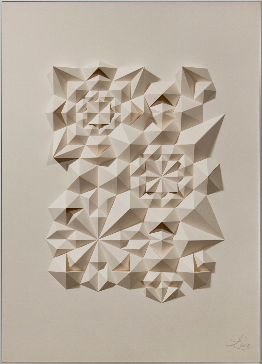 Geometric Abstract Relief By Letovbarski Artlab, 20 X 28", Trinity, Original Artwork