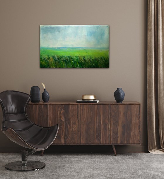 Landscape painting on canvas Summer Wild herbs