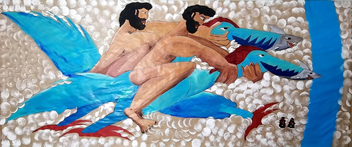 Urban And Pop Portrait Acrylic Painting By Gurgen Arutunyan, 79 X 33, Race, Original Artwork