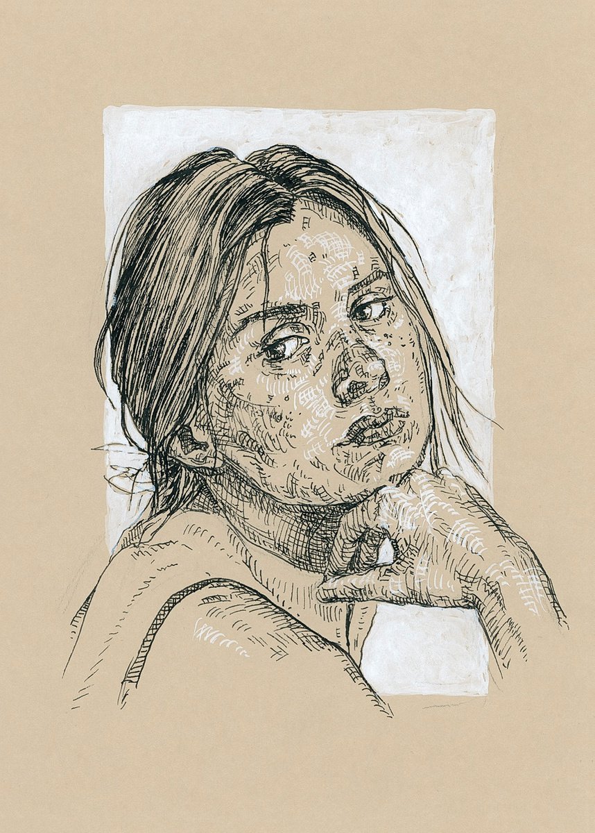 Young woman portrait. Drawing on paper by Katarzyna Gagol