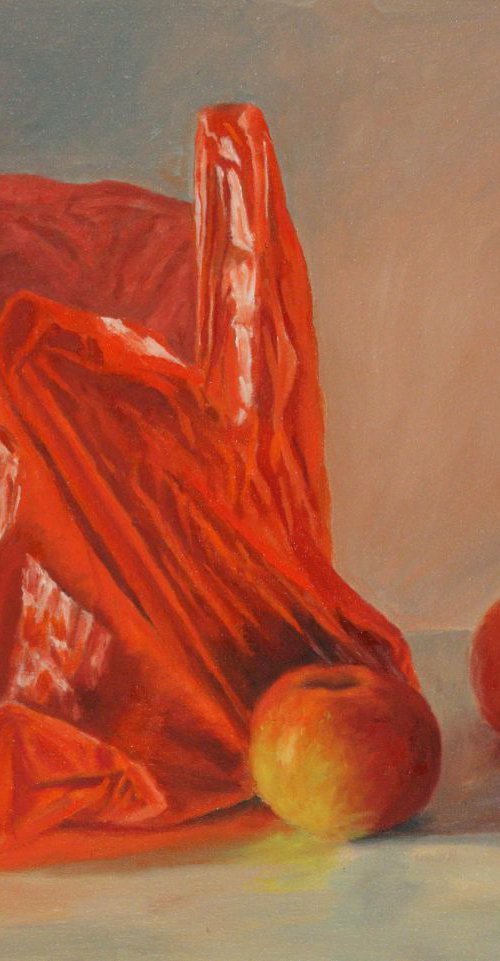 Red Bag and Apples by Douglas Newton