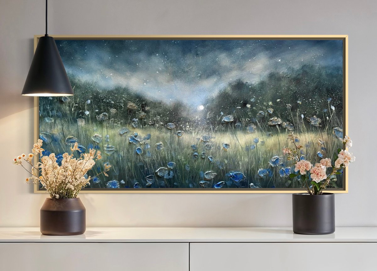 Expressive Oil Painting , Nocturne Awakening By Jennifer Taylor, 42 X 22, Artwork For Sale On Artfinder