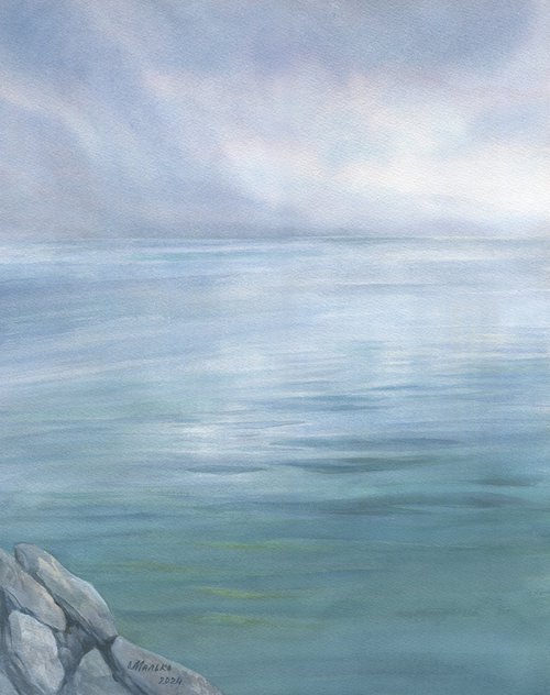 At the edge of the earth. Somewhere in Iceland / ORIGINAL watercolor ~16x22in (40x50cm) by Olha Malko