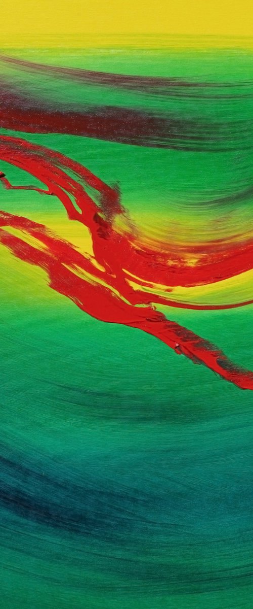 Touch of red, 60x60 cm, Deep edge, Original abstract painting, oil on canvas by Davide De Palma