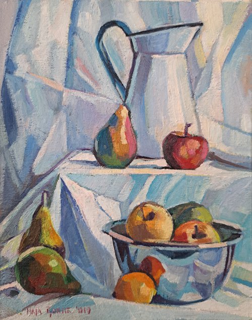 Still life with pears and apples by Maja Đokić Mihajlović