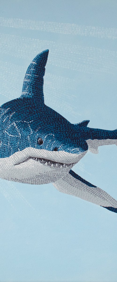 The Great White Shark - pointillism painting by Kelsey Emblow