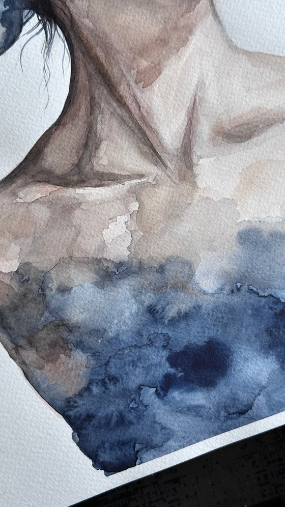 Immersion Blue Sheet Music Abstract Portrait