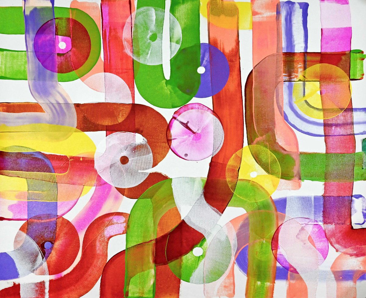 Abstract Acrylic Painting By Sumit Mehndiratta, 37 X 30", Composition No. 439, Original Artwork