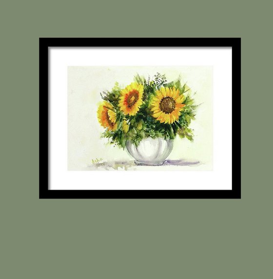 Vase of Sunflowers