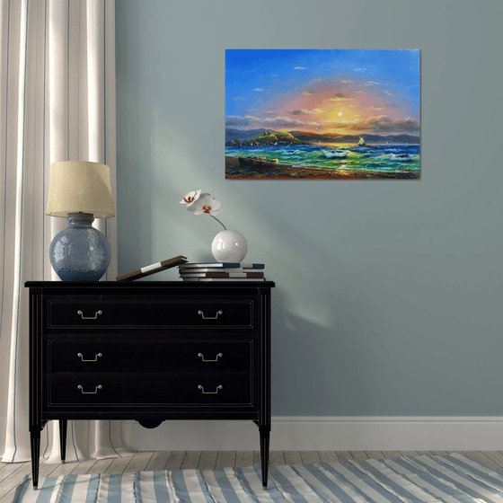 Lake Sevan (60x90cm, oil painting)