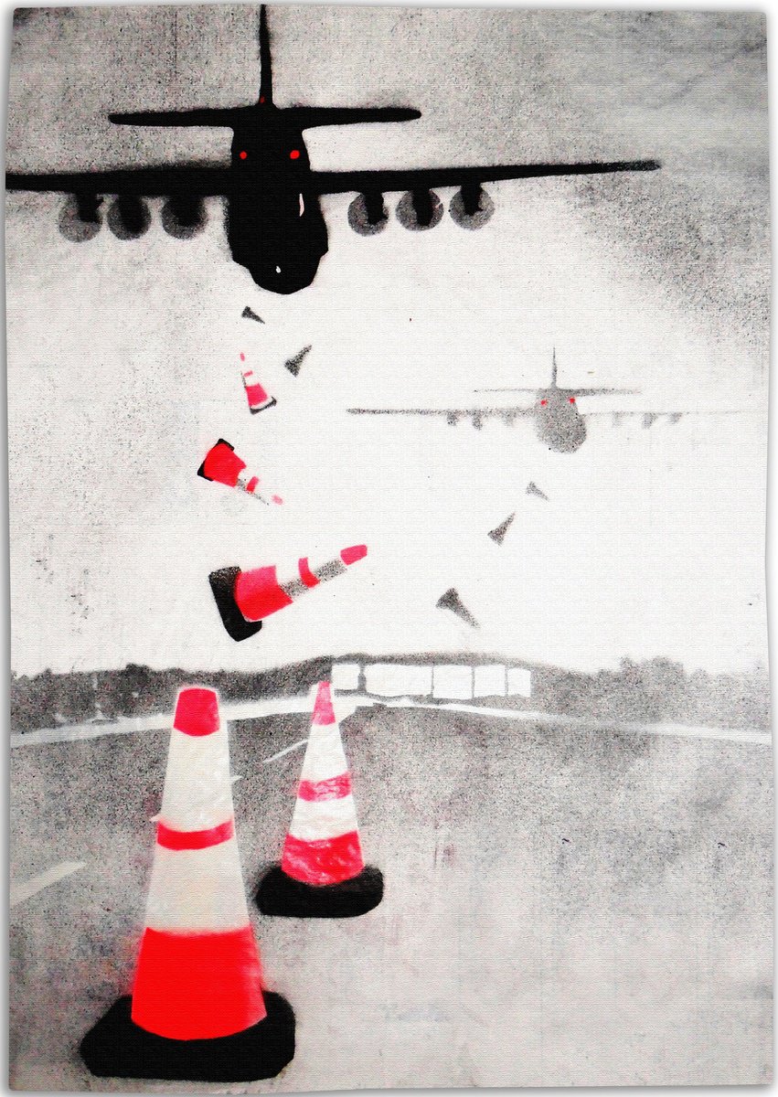 Surrealistic Landscape Watercolour By Juan Sly, 22 X 30", Bollard Bombers (Wp)., Original Artwork