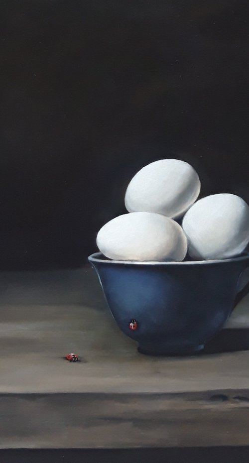 Still Life in Old Dutch Style Eggs by Natalia Langenberg