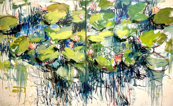 Water Lilies Reflections Diptych