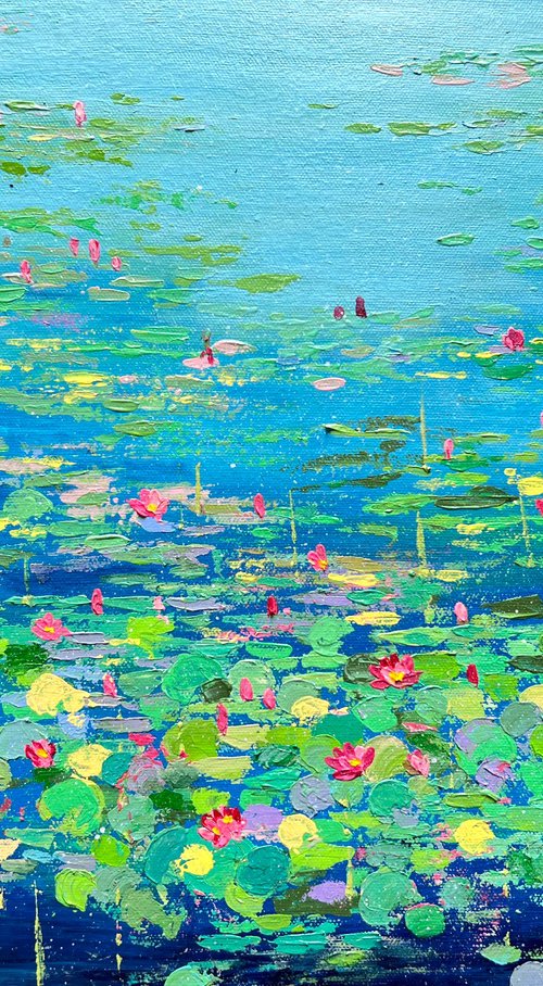 A slice of heaven! Water lilies painting by Amita Dand