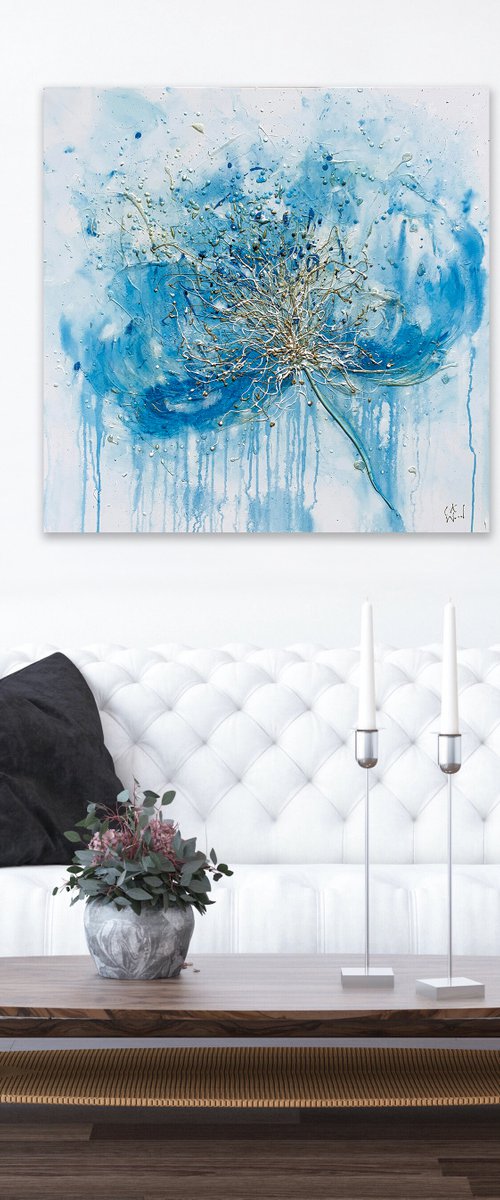 Blue Gold Flower by Carol Wood